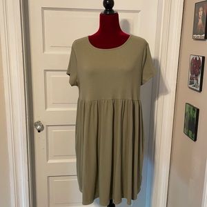 Olive Green baby-doll dress with pockets
